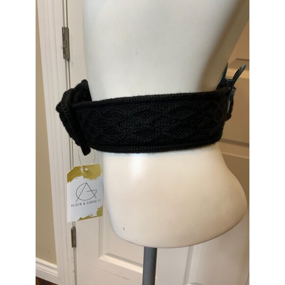 YSL Yves Saint Laurent Black Wool Cable Knit Belt, 45in | 115 cm main image 5